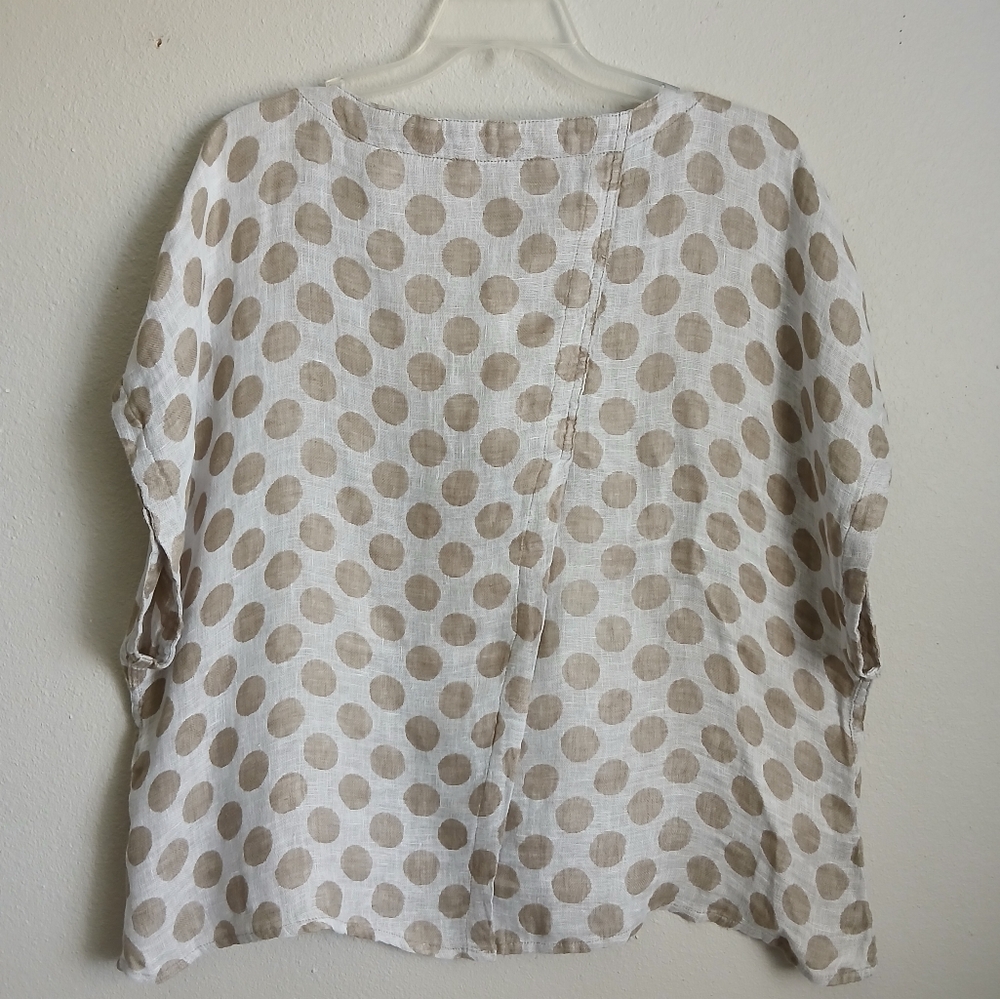 Flax White and Tan Polka Dot Blouse - Picture 4 of 16